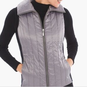 Chico's Zenergy Puffer Vest Silver Sz 1